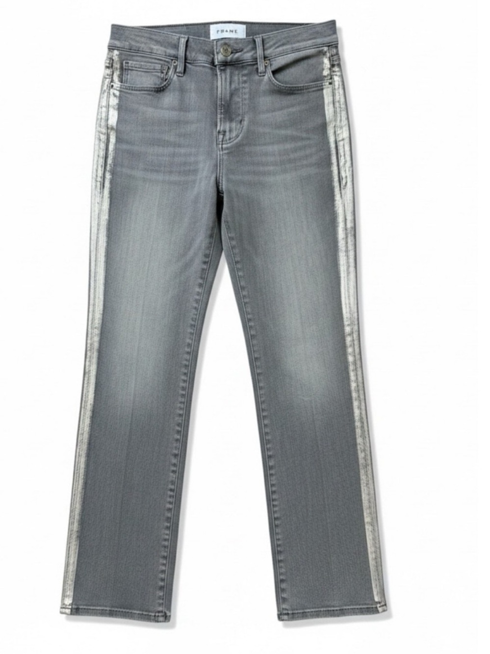 Frame Le High Slim-Straight Foil Tux Jeans High-Rise Grey Sz 26 | GUC